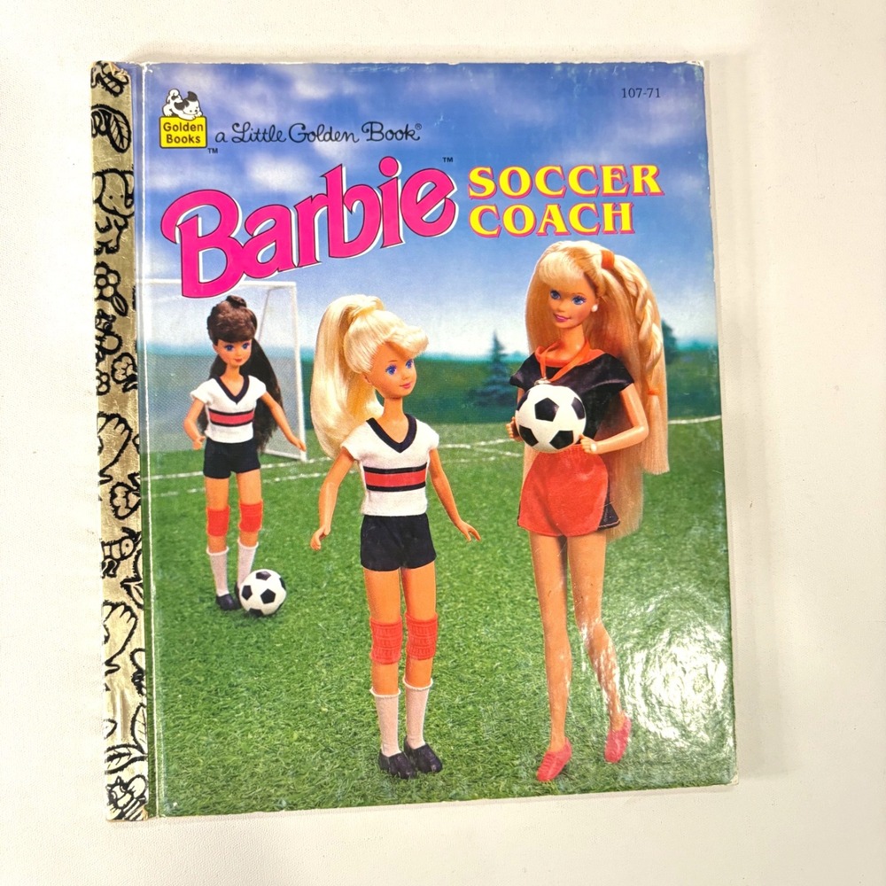 Vintage 1995 Barbie Soccer Coach Little Golden Book Hardcover 107-71 Retro 90s